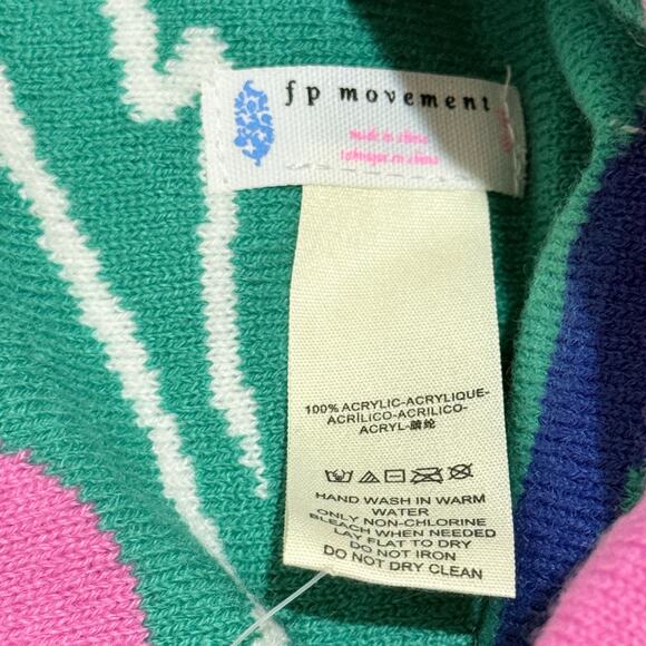 Free People Movement Jumping Jacquard Beanie, Green / Pink / Blue / White - Picture 4 of 5
